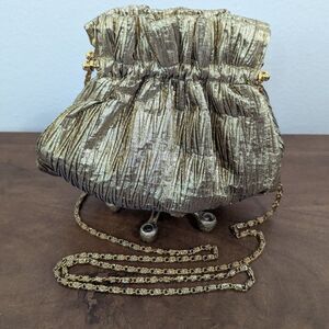 VTG 70s 80s Gold Lame Mod Retro Gold Metallic Maximalist Cocktail Purse